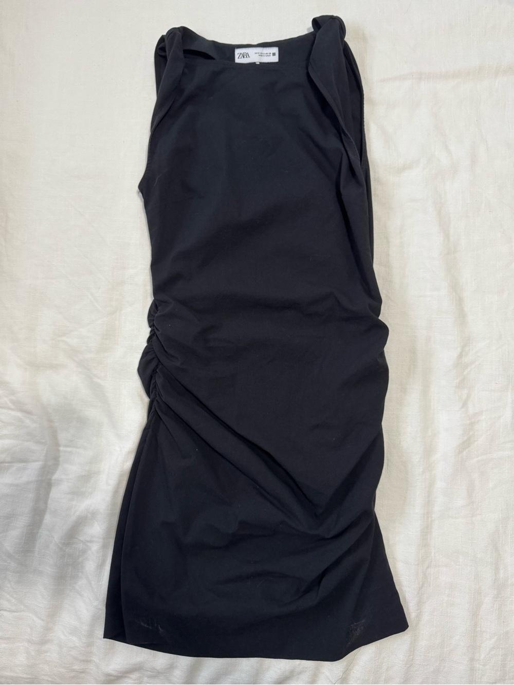 Zara Black Ruched Mini Dress
